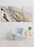 طقم من ٣ لوحات كانفاس على إطار خشبي، تصميم جدارية...