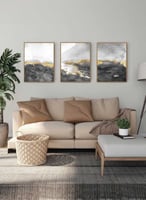 طقم من ٣ لوحات كانفاس على إطار خشبي، تصميم فن زيتي...