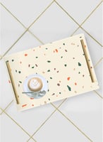 صينية تقديم مصنوعة من الأكريليك بمقابض معدنية ذهبي...