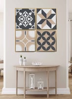 طقم من ٤ لوحات كانفاس مربع على إطار خشبي، تصميم كل...