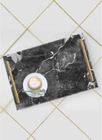 صينية تقديم مصنوعة من الأكريليك بمقابض معدنية ذهبي...