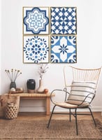 طقم من ٤ لوحات كانفاس مربع على إطار خشبي، تصميم أن...