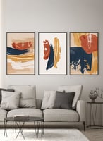 طقم من ٣ لوحات كانفاس على إطار خشبي، تصميم رسم طين...