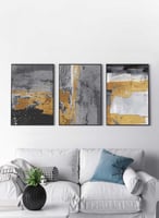 طقم من 3 لوحات كانفاس على إطار خشبي، تصميم جدارية...