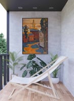 لوحة كانفاس على إطار خشبي، تصميم غروب الشمس على ال...