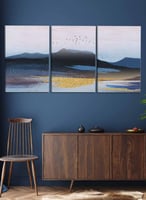 طقم من ٣ لوحات كانفاس على إطار خشبي، تصميم فن تجري...