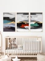 طقم من ٣ لوحات كانفاس على إطار خشبي، تصميم رسم زيت...