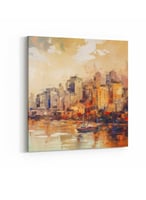 لوحة كبيرة الحجم بتصميم مشهد ملون للمدينة