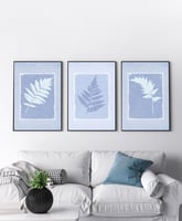 طقم من ٣ لوحات كانفاس على إطار خشبي، تصميم أوراق ن...