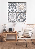 طقم من ٤ لوحات كانفاس مربع على إطار خشبي، تصميم نم...