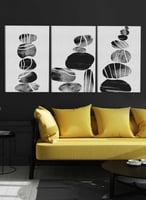 طقم من ٣ لوحات كانفاس على إطار خشبي، تصميم رسم تجر...