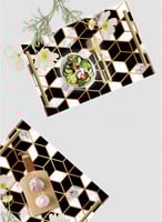 صينية تقديم مصنوعة من الأكريليك بمقابض معدنية ذهبي...