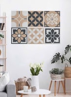 طقم من ٦ لوحات كانفاس مربع على إطار خشبي، تصميم اش...