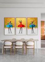 طقم من 3 لوحات كانفاس بتصميم فتاة ترقص باليه