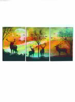 طقم من 3 لوحات كانفاس بتصميم أيل في الغابة