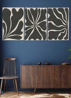 طقم من ٣ لوحات كانفاس على إطار خشبي، تصميم رسم تجر...