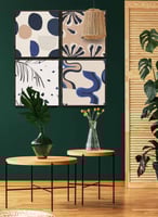 طقم من ٤ لوحات كانفاس مربع على إطار خشبي، تصميم فن...