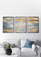 طقم من ٣ لوحات كانفاس على إطار خشبي، تصميم رسم يدو...