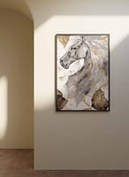 لوحة كانفاس على إطار خشبي، تصميم فن تجريدى لرأس حص...