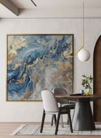 لوحة كانفاس بتصميم درجات الازرق الرخامى