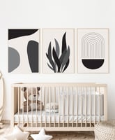 طقم من 3 لوحات كانفاس على إطار خشبي بتصميم أوراق ن...