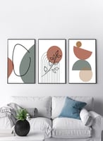 طقم من ٣ لوحات كانفاس على إطار خشبي، تصميم أوراق أ...