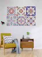 طقم من ٦ لوحات كانفاس مربع على إطار خشبي، تصميم اش...