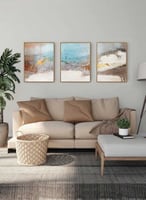 طقم من ٣ لوحات كانفاس على إطار خشبي، تصميم فن زيتي...