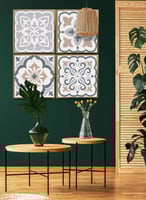 طقم من ٤ لوحات كانفاس مربع على إطار خشبي، تصميم نم...