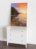 لوحة كانفاس على إطار خشبي، تصميم غروب الشمس على ال...