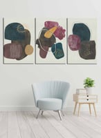 طقم من ٣ لوحات كانفاس على إطار خشبي، تصميم تجريدي...