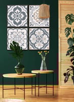 طقم من ٤ لوحات كانفاس مربع على إطار خشبي، تصميم نم...