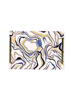 صينية تقديم مصنوعة من الأكريليك بمقابض معدنية ذهبي...