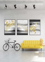 طقم من ٣ لوحات كانفاس على إطار خشبي، تصميم فراشات...