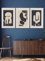 طقم من ٣ لوحات كانفاس على إطار خشبي، تصميم تجريدي،...