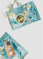 صينية تقديم مصنوعة من الأكريليك بمقابض معدنية ذهبي...