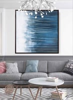 لوحة كانفاس مربع على إطار خشبي، تصميم فن تجريدي ام...