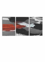 طقم من ٣ لوحات كانفاس على إطار خشبي، تصميم داكن، ل...