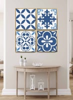 طقم من ٤ لوحات كانفاس مربع على إطار خشبي، تصميم أن...