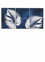 طقم من ٣ لوحات كانفاس على إطار خشبي، تصميم أوراق ن...