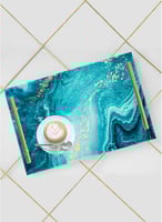 صينية تقديم مصنوعة من الأكريليك بمقابض معدنية ذهبي...