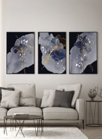 طقم من ٣ لوحات كانفاس على إطار خشبي، تصميم زهور فا...