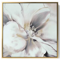 لوحة جدارية كبيرة بتصميم زهور مميزة بيضاء