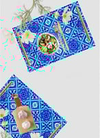 صينية تقديم مصنوعة من الأكريليك بمقابض معدنية ذهبي...