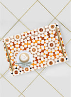 صينية تقديم مصنوعة من الأكريليك بمقابض معدنية ذهبي...