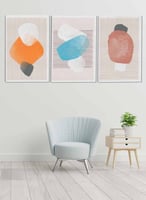 طقم من ٣ لوحات كانفاس على إطار خشبي، تصميم أشكال و...