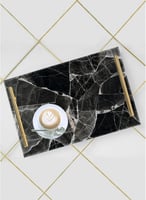 صينية تقديم مصنوعة من الأكريليك بمقابض معدنية ذهبي...