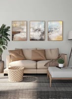 طقم من 3 لوحات كانفاس بتصميم فن زيتي تجريدي