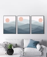 طقم من ٣ لوحات كانفاس على إطار خشبي، تصميم رسم تجر...