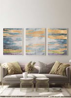 طقم من ٣ لوحات كانفاس على إطار خشبي، تصميم رسم يدو...